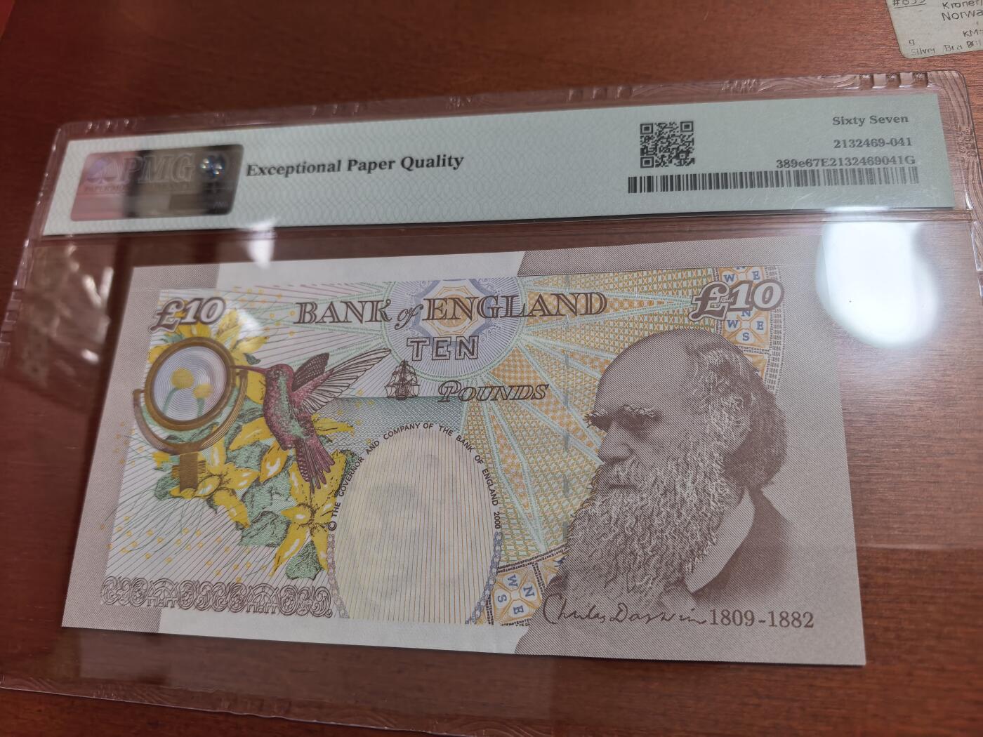 长老汇蛇年精选第七十一场拍卖 2000英国10英镑纸钞，PMG 67，无47，背面达尔文