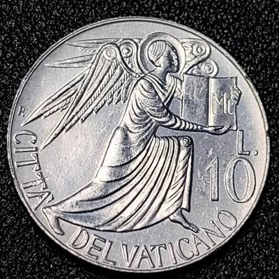 泉币菌-第125场-126场 并场 精品福利场(本场由于周日截拍，需要下周周末发货，感谢理解) - 原光UNC 梵蒂冈1985年10里拉铝币 四翼天使 约翰保罗二世 23.3MM 