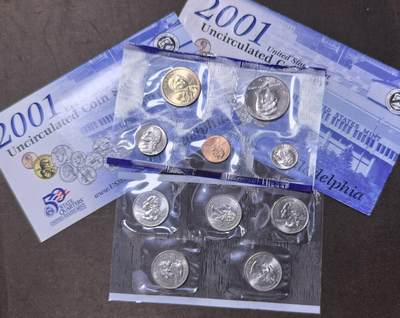 北京马甸外国币专卖第145期，外国币专场，陆续上拍，欢迎关注 2001年美国P版塑封流通币，洲纪念币