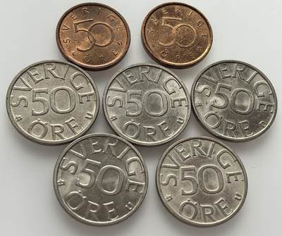  外国优质老铜币银币，周六九点倒数截拍，满百包邮，可寄存半年，喜欢朋友微信扫描二维码可直接参拍 - 瑞典50欧尔7枚