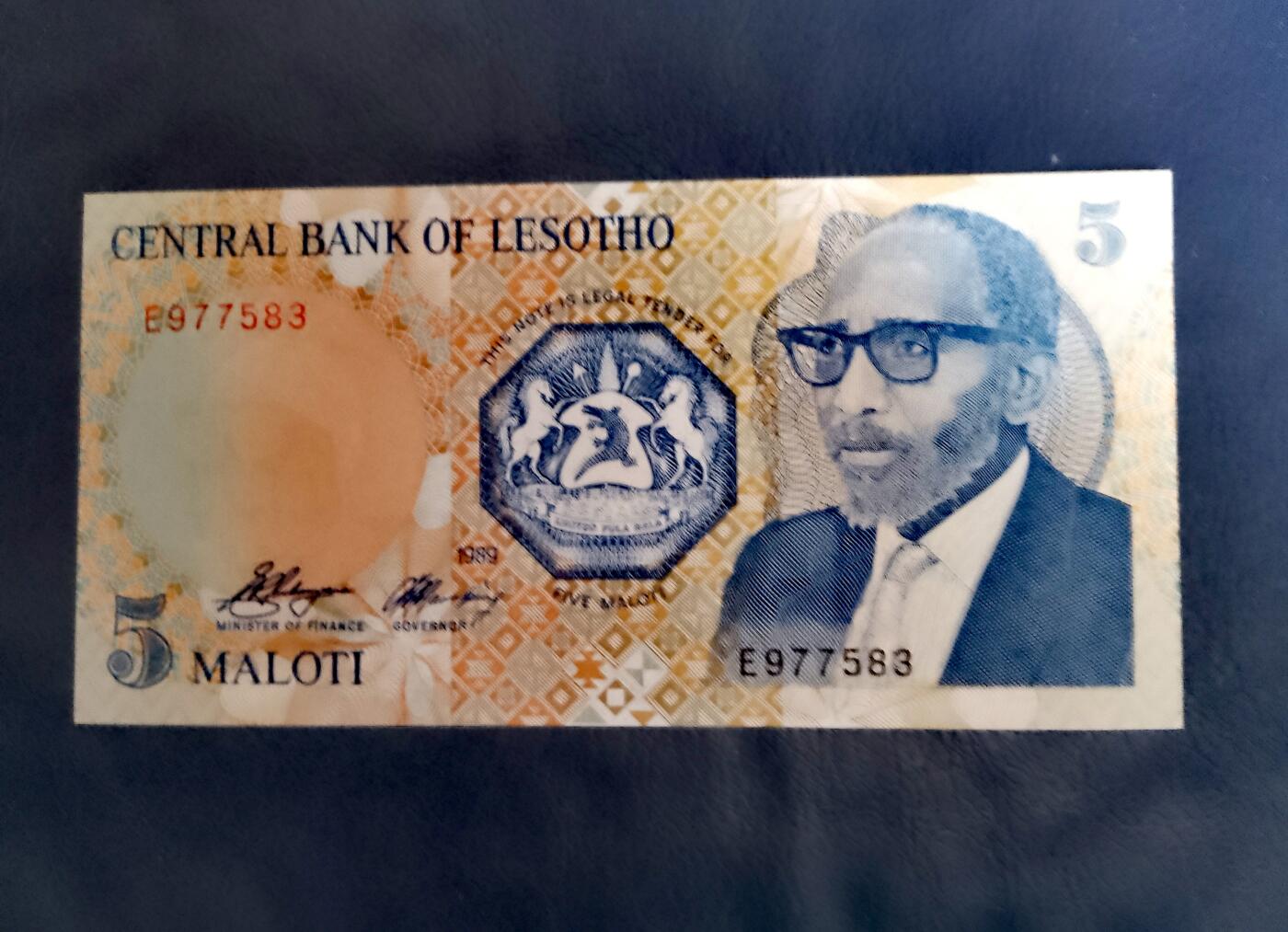 全新莱索托1989年5马洛蒂靓品纸币