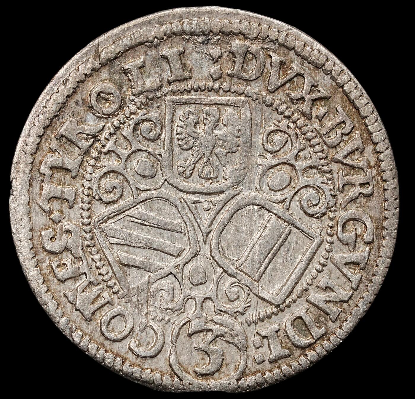 修遠堂世界钱币第九十二期 	1625-1632年神圣罗马帝国利奥波德五世3克鲁泽银币 AU-UNC品 带光