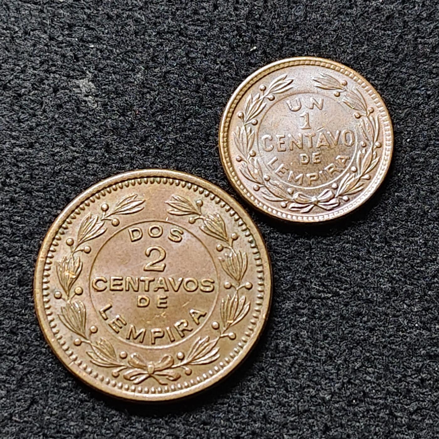 【全场包邮】纯粹捡漏拍476场（免费代拍第13场）调整中 洪都拉斯1956-1957年铜币2枚一组