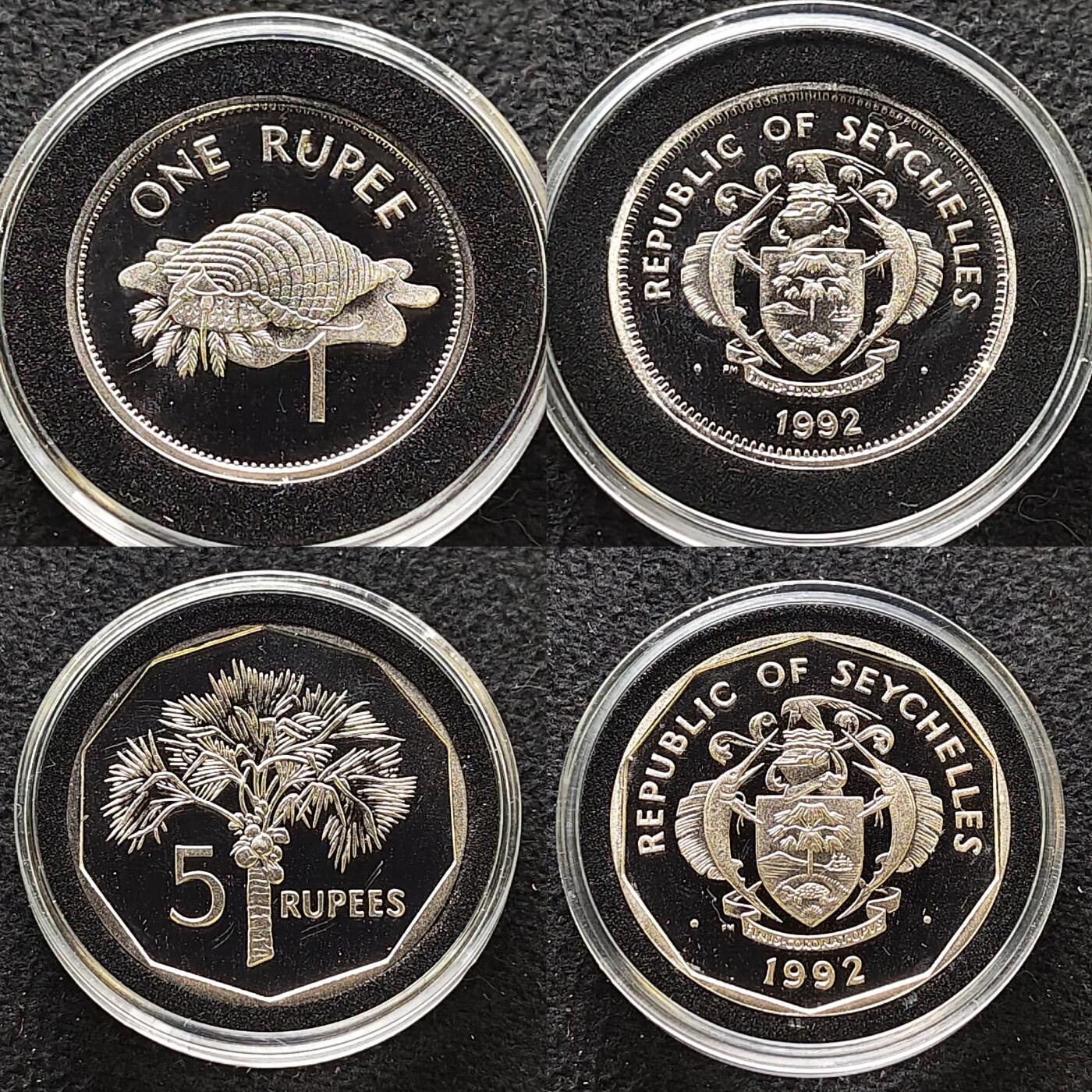 【全场包邮】纯粹捡漏拍477场（免费代拍第14场）调整中 【少见】塞舌尔1992年少见普乔伊造币厂官方精制套币-盒证全-量5000