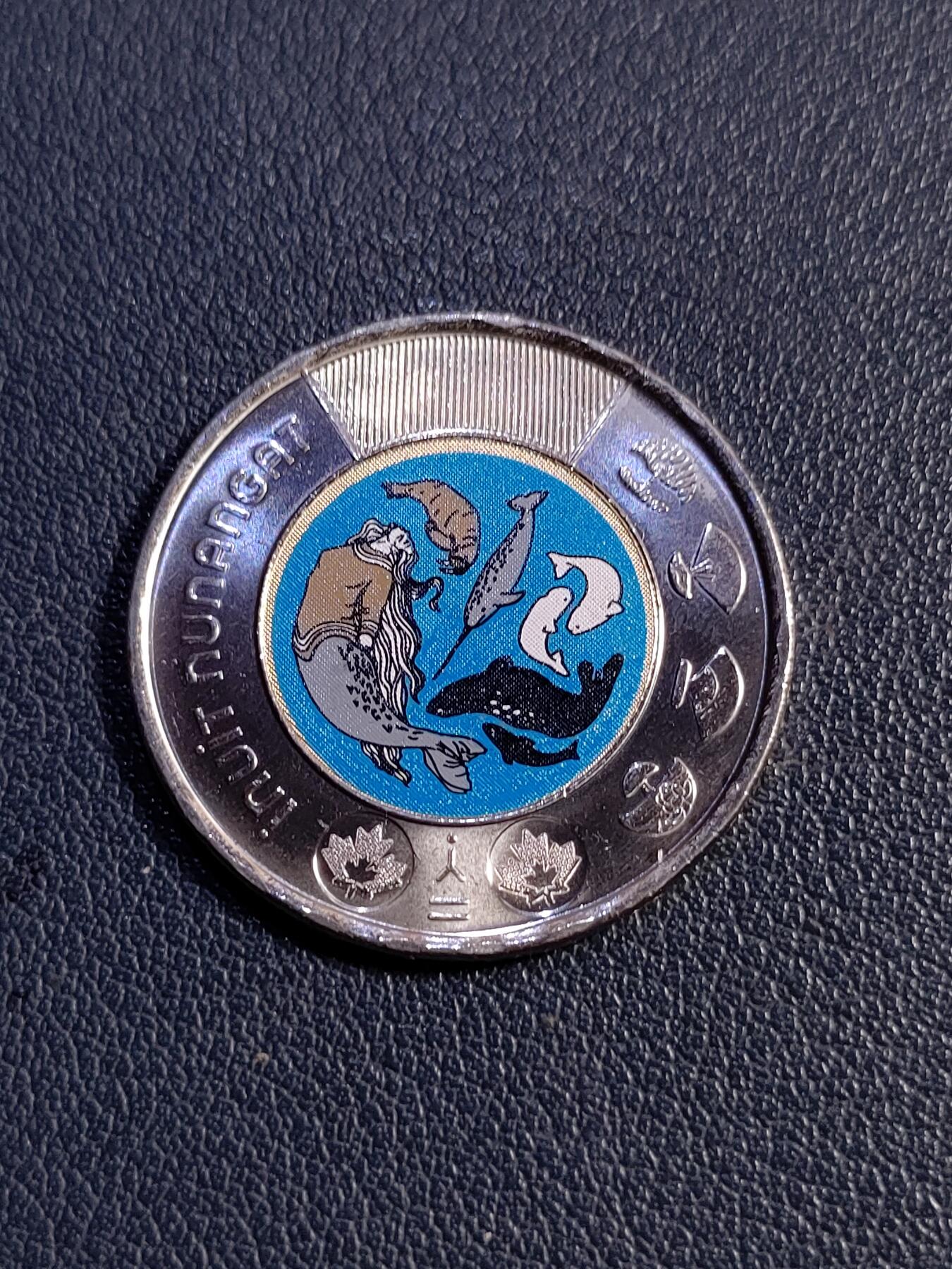 世界各国普、纪币捡漏专场(第十八场) 2024年加拿大庆祝因纽特人努南加特2加元双金属彩色版纪念币