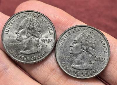 南宋泉阁俄币 外币 国币 专场第十八期 【送拍无额外佣金】 - 美国 佛蒙特州与新汉普顿25美分州币一对两枚 好品