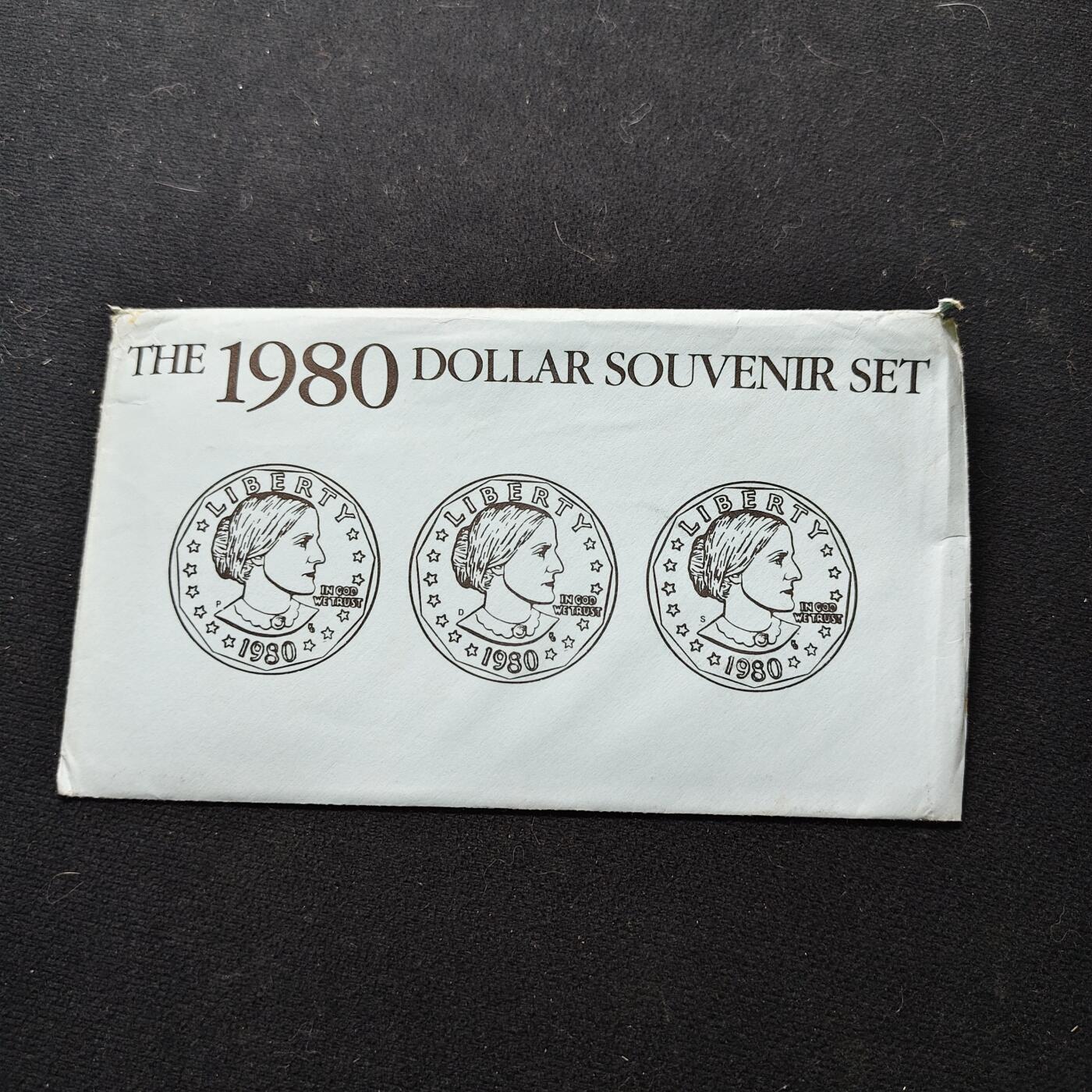 【全场包邮】纯粹捡漏拍477场（免费代拍第14场）调整中 美国1980年苏珊1元（仅发行1979-1981年）PSD少见三厂号原封装版套币-盒证全