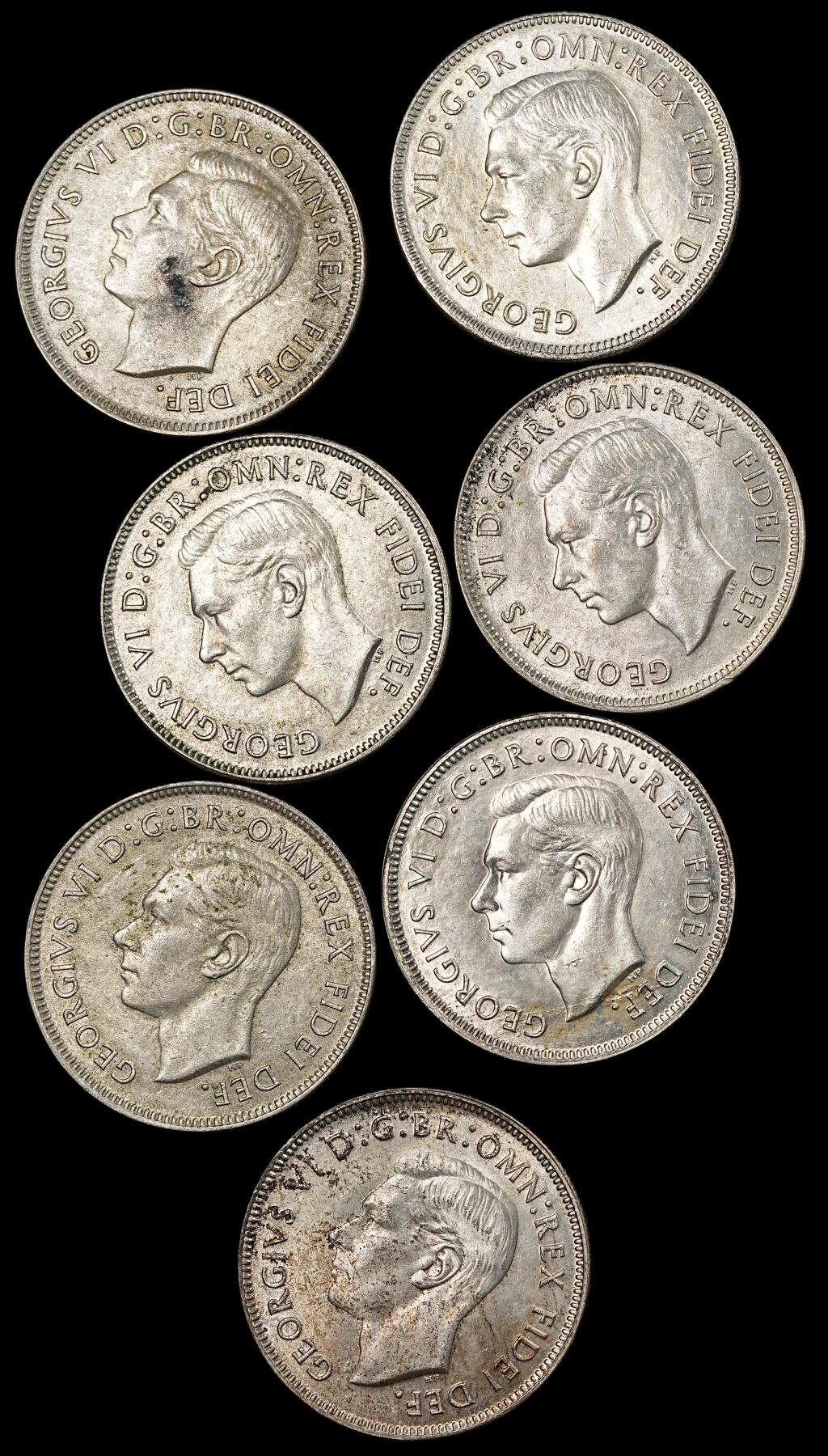 修遠堂世界钱币第九十二期 1951年澳大利亚联邦50周年纪念1弗罗林银币7枚  总重79.31g，含银50%  未流通品62-64状态