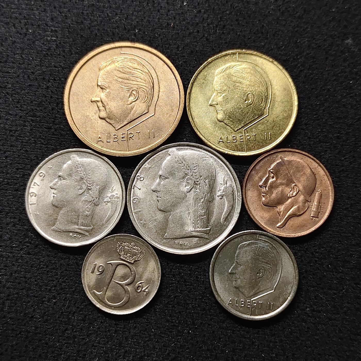 【全场包邮】纯粹捡漏拍476场（免费代拍第13场）调整中 比利时王国早期流通币7枚不同一组