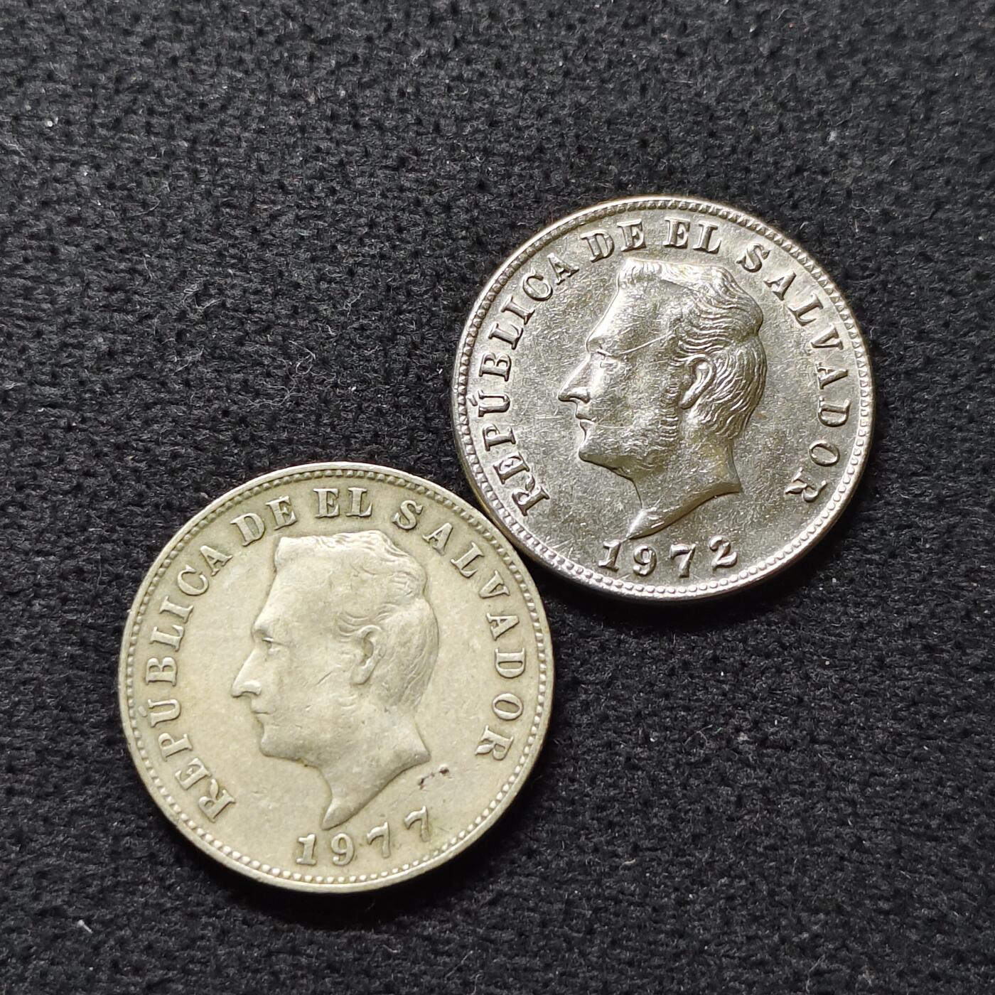 【全场包邮】纯粹捡漏拍476场（免费代拍第13场）调整中 萨尔瓦多1972-1977年5分不同材质2枚一组