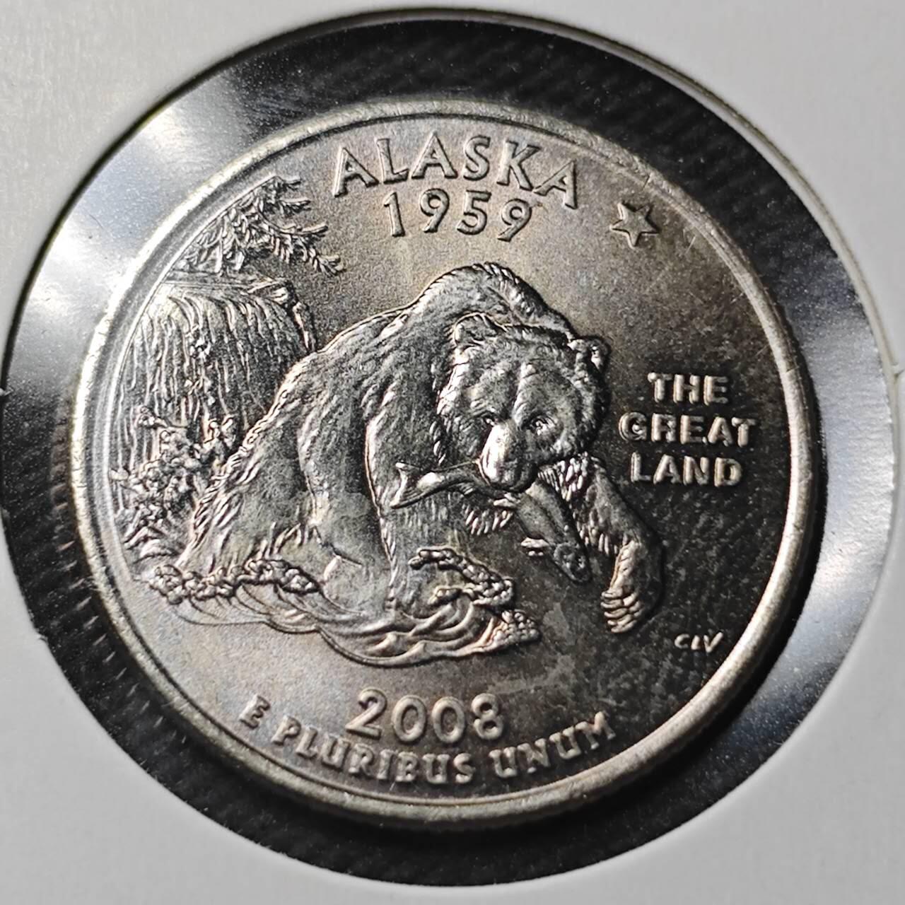 KK钱币收藏小铺  第366场  2月预留时间 周末发货  2008美国25分纪念币 好品