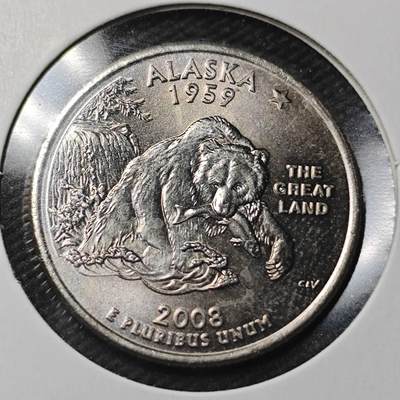 KK钱币收藏小铺  第366场  2月预留时间 周末发货 -  2008美国25分纪念币 好品