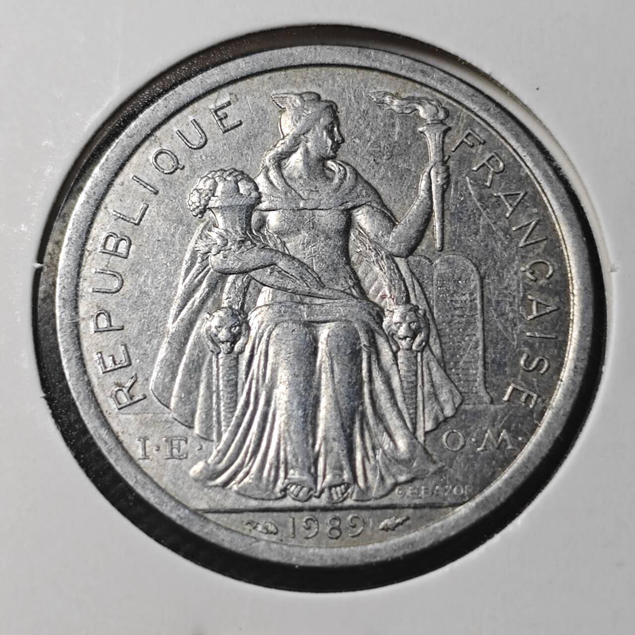 KK钱币收藏小铺  第366场  2月预留时间 周末发货  1989法属新喀里多尼亚2法郎