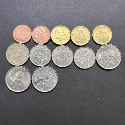 各国硬币第6期 无佣金 - 新加坡不同面值 12个