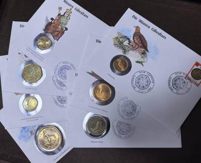 北京马甸外国币专卖第145期，外国币专场，陆续上拍，欢迎关注 - 1990年版直布罗陀邮币封7枚一套