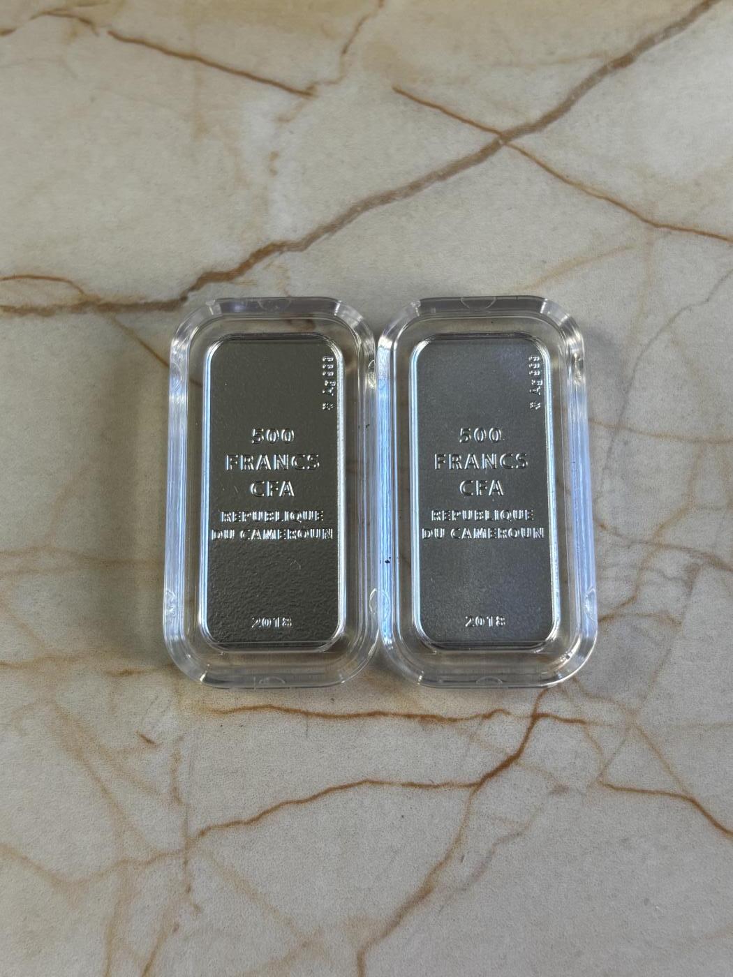 第181期拍卖 喀麦隆2018伊甸园亚当和夏娃彩印条形组合银币，999银，10克*2，发行999套