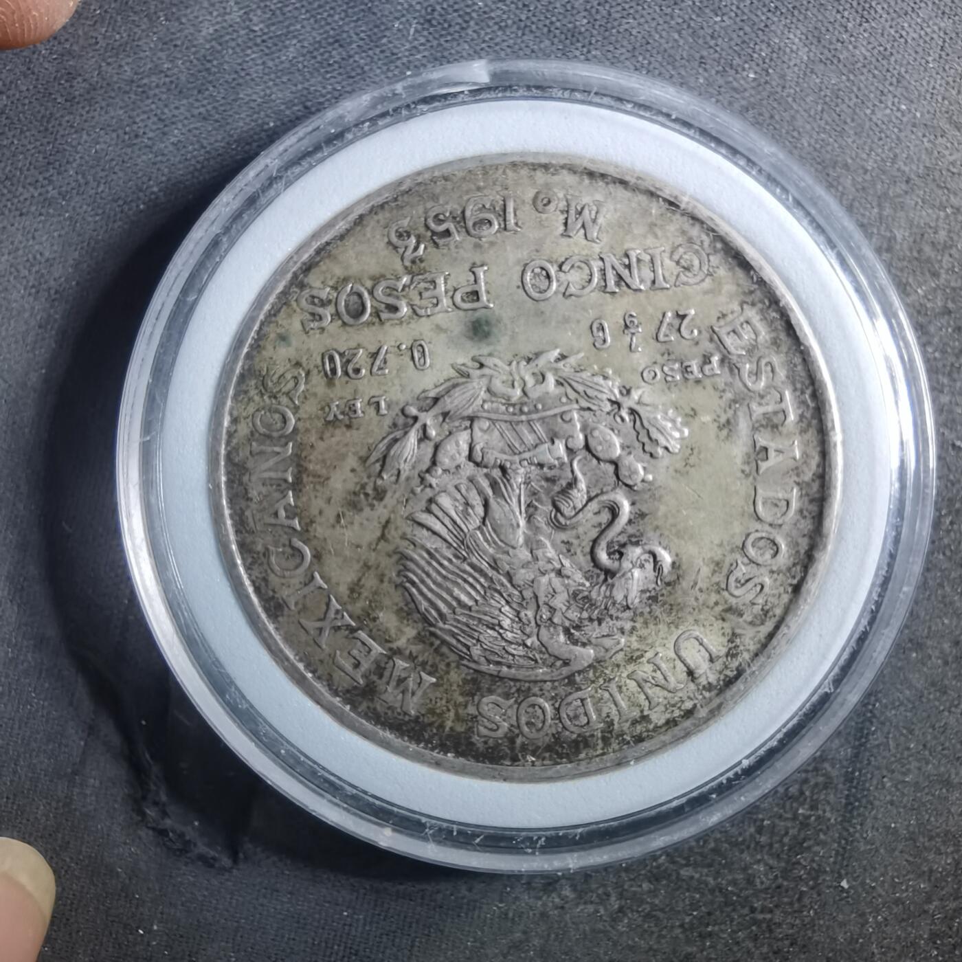 沼泽如烟--第895场 墨西哥1953年5比索银币27.77克成色0.720