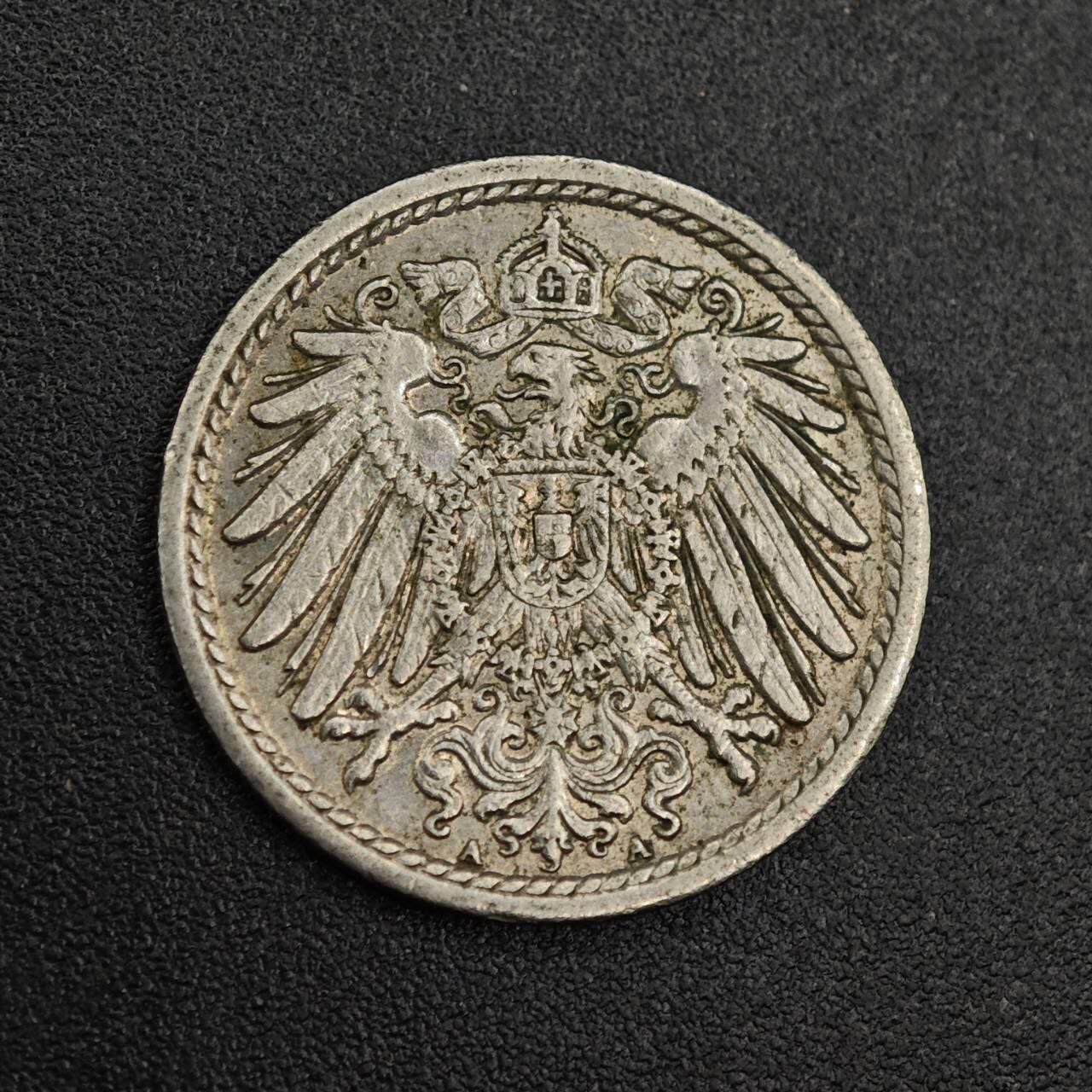 【淘币小摊】实时拍第七百九十二拍   散币场   满百包邮可预留二周 每周一统一发货   德国1907年5芬妮镍币