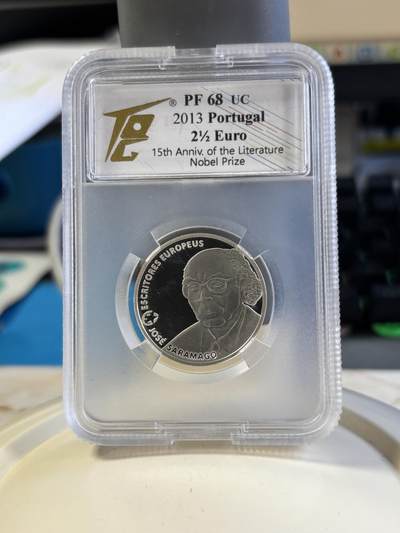 第181期拍卖 - 葡萄牙2013年诺贝尔文学奖何塞萨拉马戈银币TQG-PF68,,925银，12克，发行4000枚