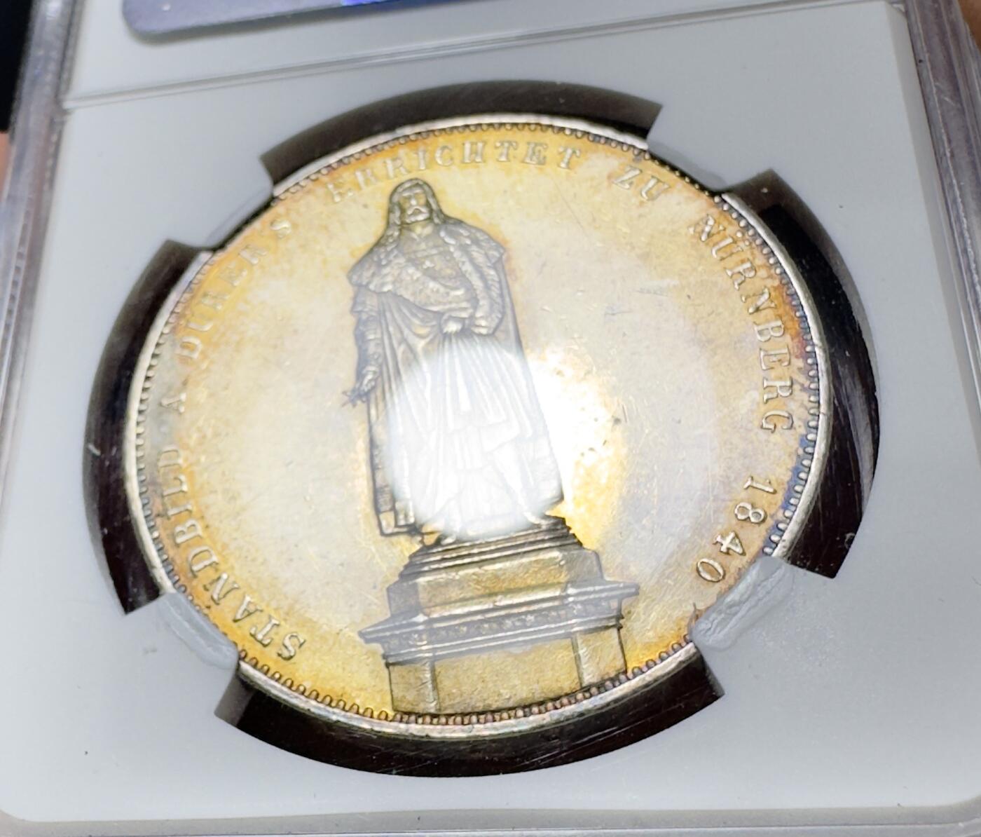 甄臻铺-世界币章拍卖（第38期）立冬小精品场，送拍享返佣金等优惠多多 NGC-UNCD 1840年德国巴伐利亚阿尔布雷希特·泰勒2泰勒银币 历史泰勒中的较少见品种 五彩包浆