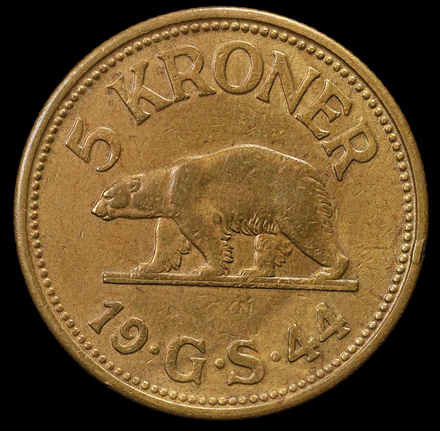 修遠堂世界钱币第九十二期 1944年格陵兰5克朗