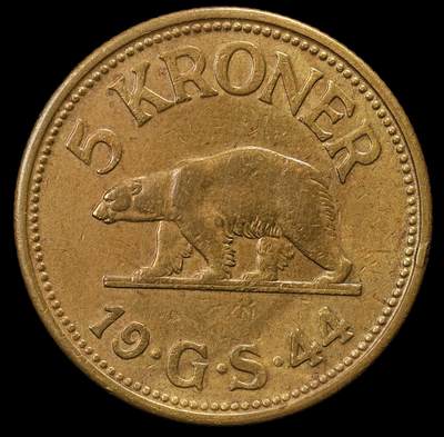 修遠堂世界钱币第九十二期 - 1944年格陵兰5克朗