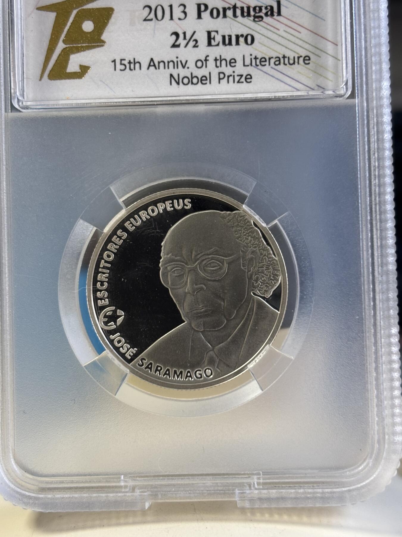 第181期拍卖 葡萄牙2013年诺贝尔文学奖何塞萨拉马戈银币TQG-PF68,,925银，12克，发行4000枚