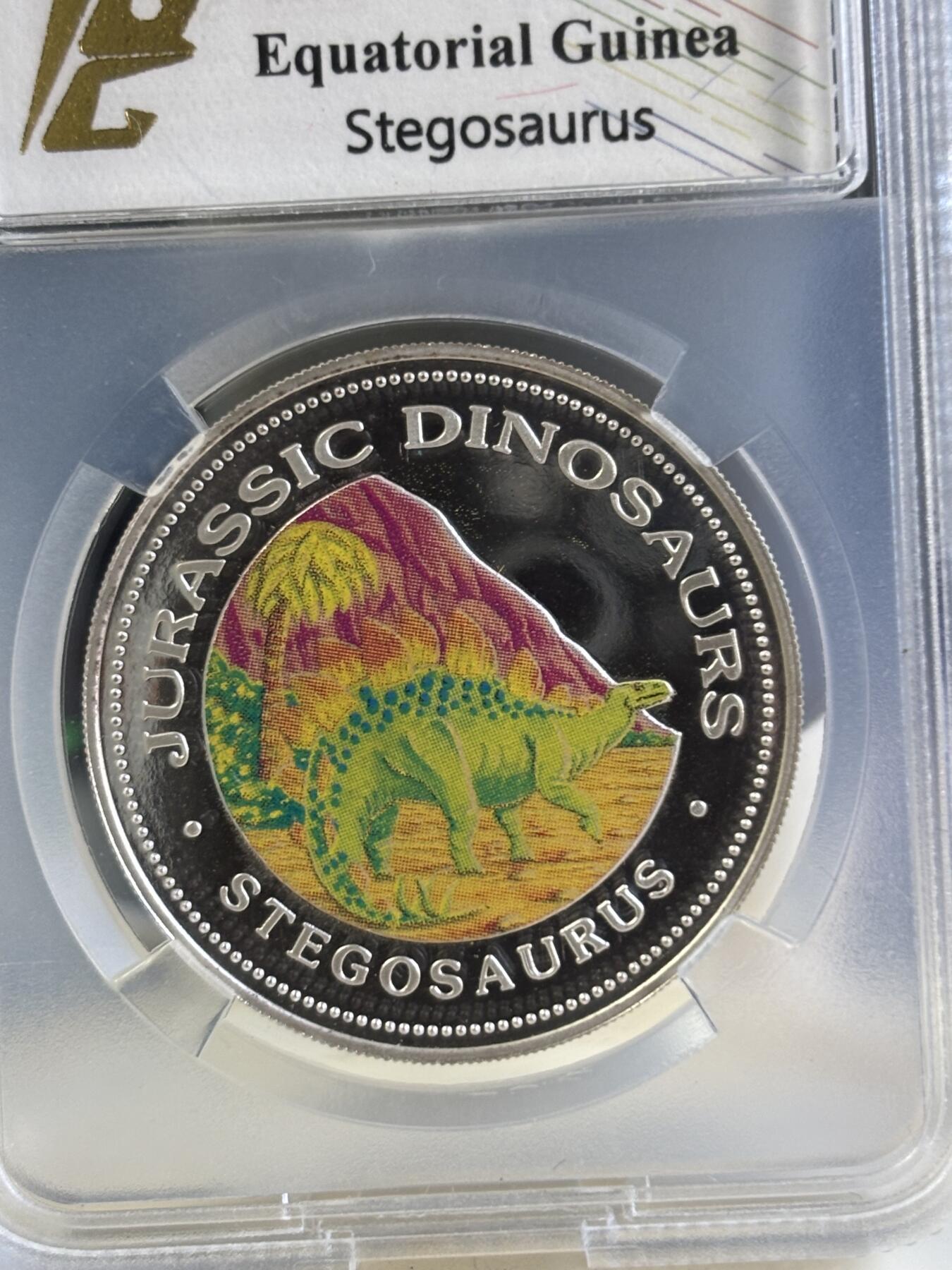 第181期拍卖 赤道几内亚1993年拯救地球恐龙彩色纪念银币TQG-PF64,999银，20克