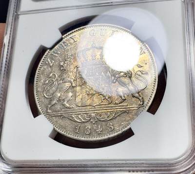 甄臻铺-世界币章拍卖（第38期）立冬小精品场，送拍享返佣金等优惠多多 NGC-UNCD 1848年德国巴伐利亚路德维希一世流通2盾 1848年欧洲大革命中路一被迫退位 这最后末年流通泰勒见证着风流艺术国王最后的容光