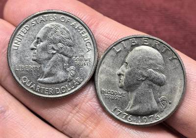 南宋泉阁俄币 外币 国币 专场第十八期 【送拍无额外佣金】 - 美国 俄克拉荷马州与华盛顿诞辰25美分州币一对两枚 好品