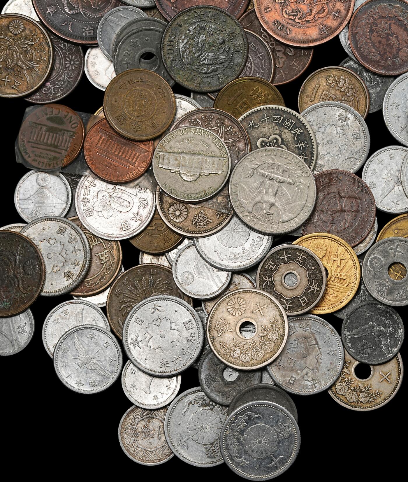 修遠堂世界钱币第九十二期 日本旧硬币140余枚 含几枚中国，韩国，美国币  少量可能品差
