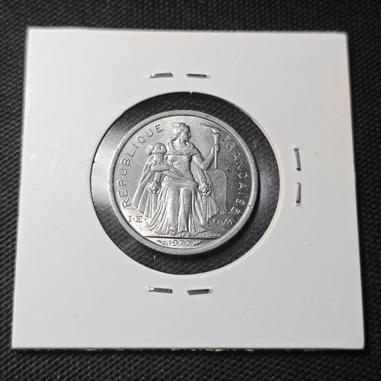 KK钱币收藏小铺  第366场  2月预留时间 周末发货  1977法属波利尼西亚1法郎 好品