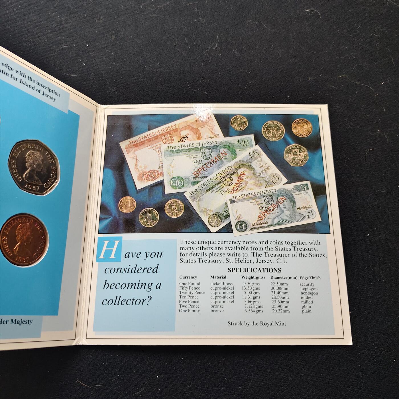 【全场包邮】纯粹捡漏拍477场（免费代拍第14场）调整中 泽西1987年官方封装套币-含1镑圣马丁教区纪念币