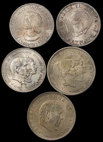 修遠堂世界钱币第九十二期 - 丹麦银币5枚 总重92.61g，含银80%