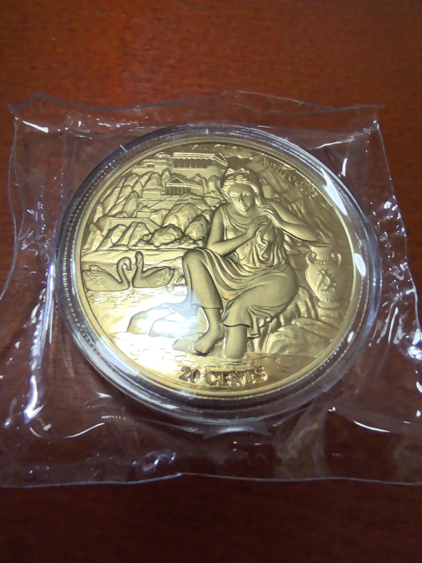 长老汇蛇年精选第七十一场拍卖 2021萨摩亚金牛座阿芙洛狄忒20分铜镀金币，盒证全，3000枚