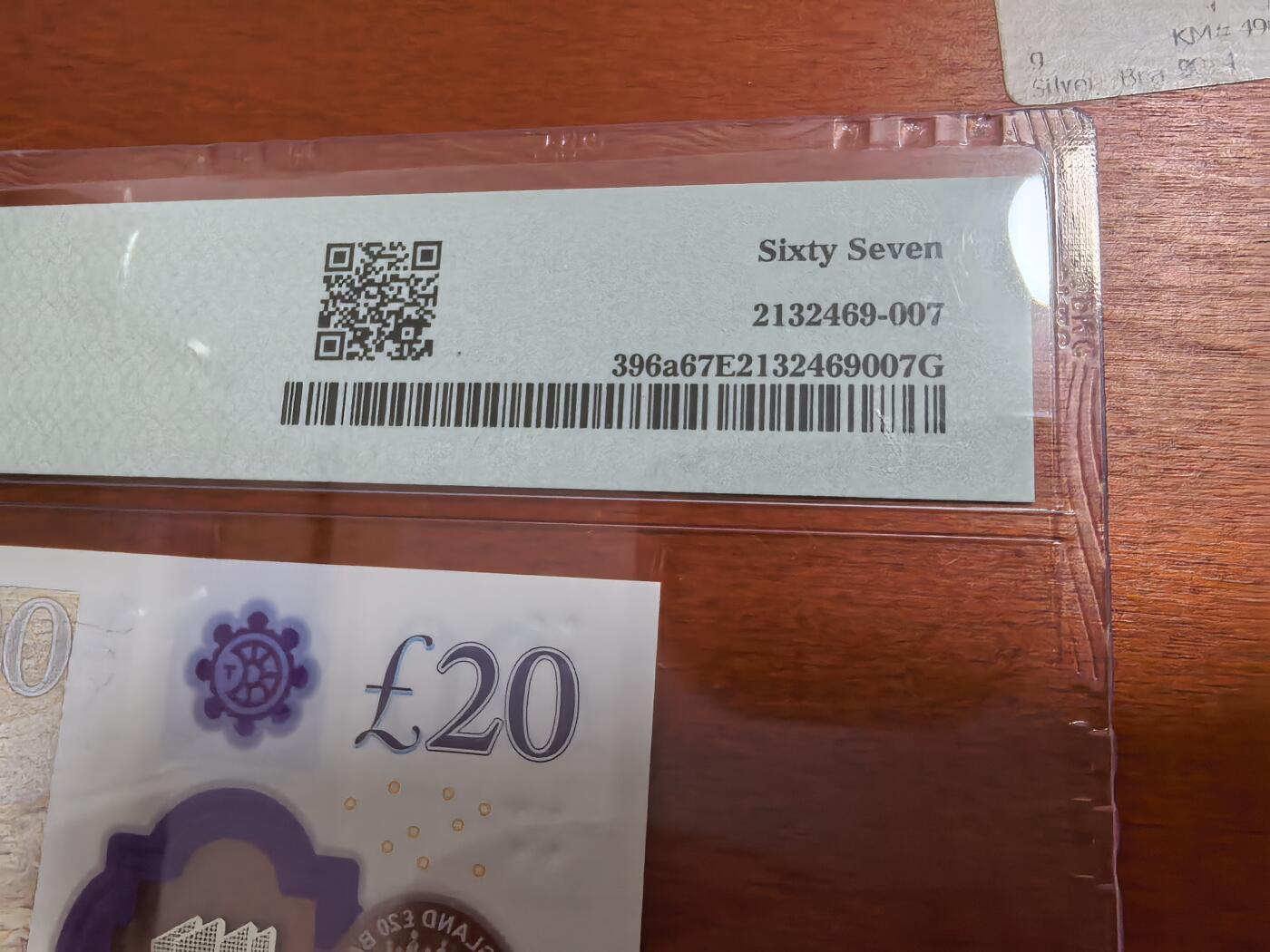 长老汇蛇年精选第七十一场拍卖 2018英国20英镑塑料钞，PMG 67，背面特纳