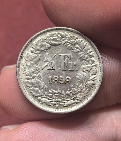 南宋泉阁俄币 外币 国币 专场第十八期 【送拍无额外佣金】 - 瑞士 1959年 1/2瑞士法郎小银币 好品