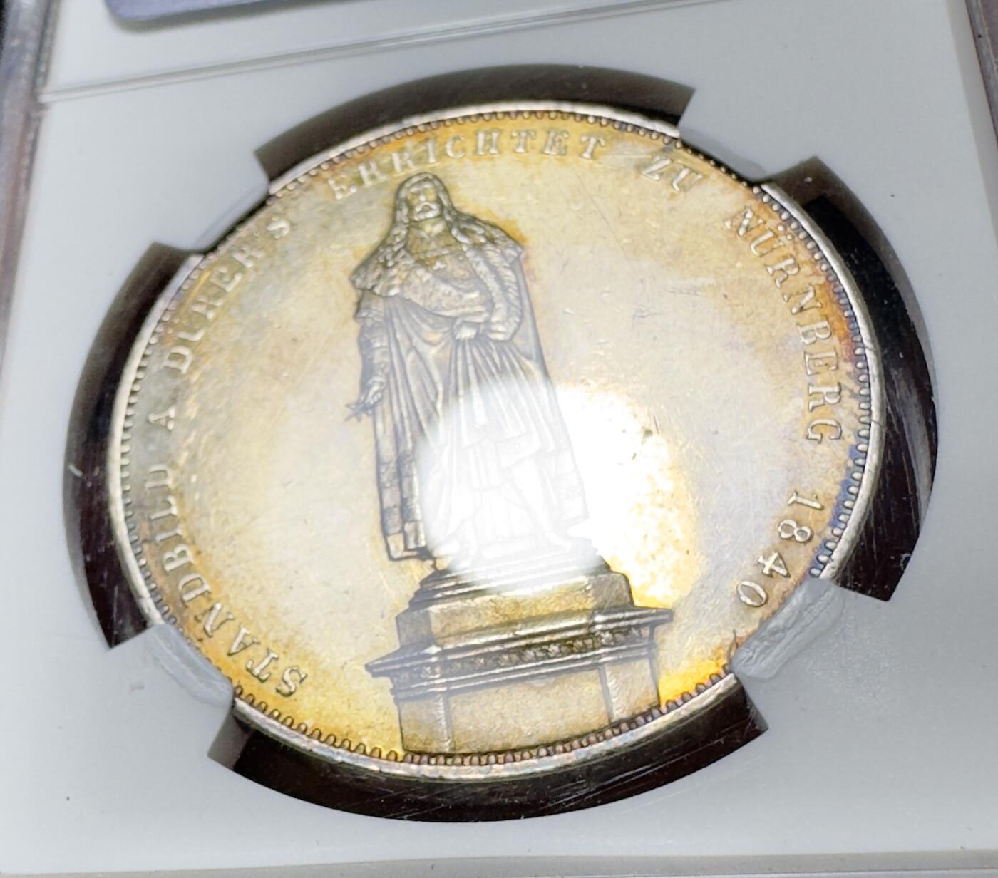 甄臻铺-世界币章拍卖（第38期）立冬小精品场，送拍享返佣金等优惠多多 NGC-UNCD 1840年德国巴伐利亚阿尔布雷希特·泰勒2泰勒银币 历史泰勒中的较少见品种 五彩包浆