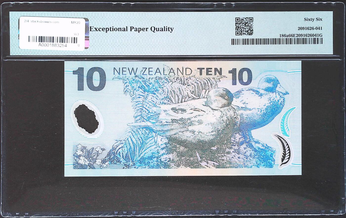 世界靓号纸钞第七十七期 1999年新西兰10元 PMG66