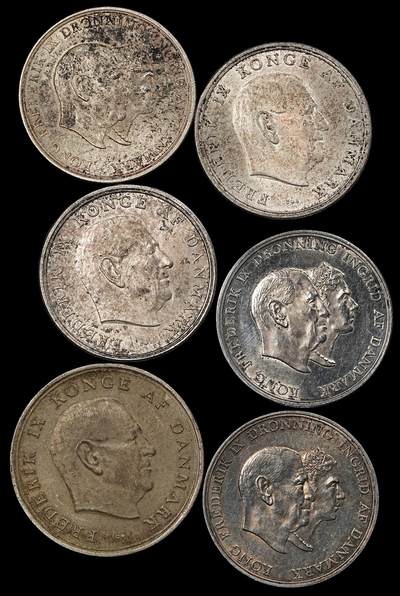 修遠堂世界钱币第九十二期 - 丹麦银币6枚 总重105.37g，含银80%