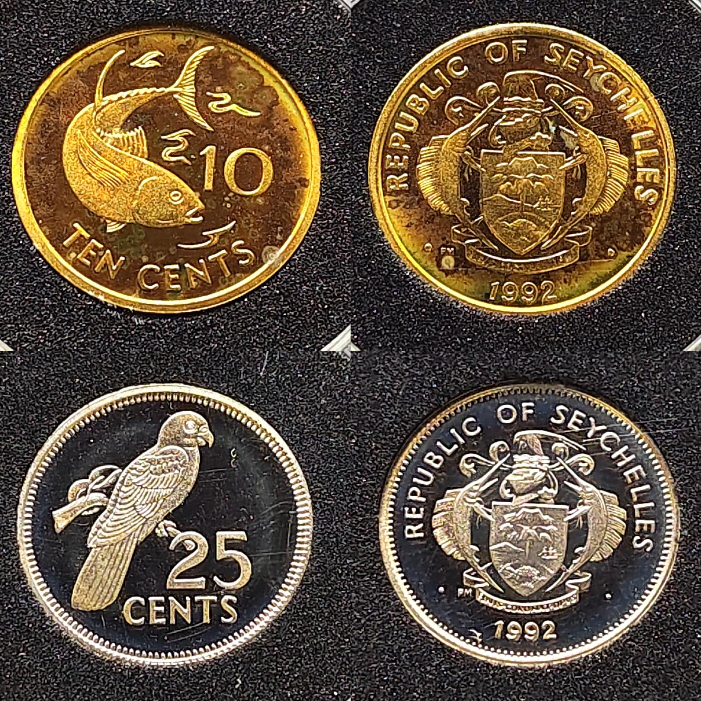 【全场包邮】纯粹捡漏拍477场（免费代拍第14场）调整中 【少见】塞舌尔1992年少见普乔伊造币厂官方精制套币-盒证全-量5000