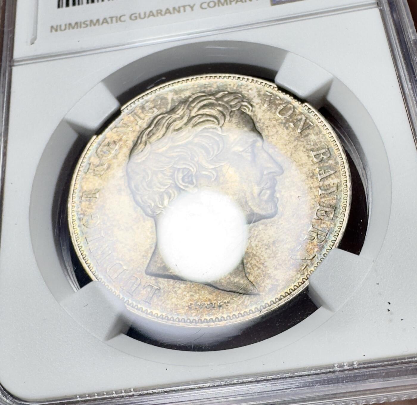 甄臻铺-世界币章拍卖（第38期）立冬小精品场，送拍享返佣金等优惠多多 NGC-UNCD 1848年德国巴伐利亚路德维希一世流通2盾 1848年欧洲大革命中路一被迫退位 这最后末年流通泰勒见证着风流艺术国王最后的容光