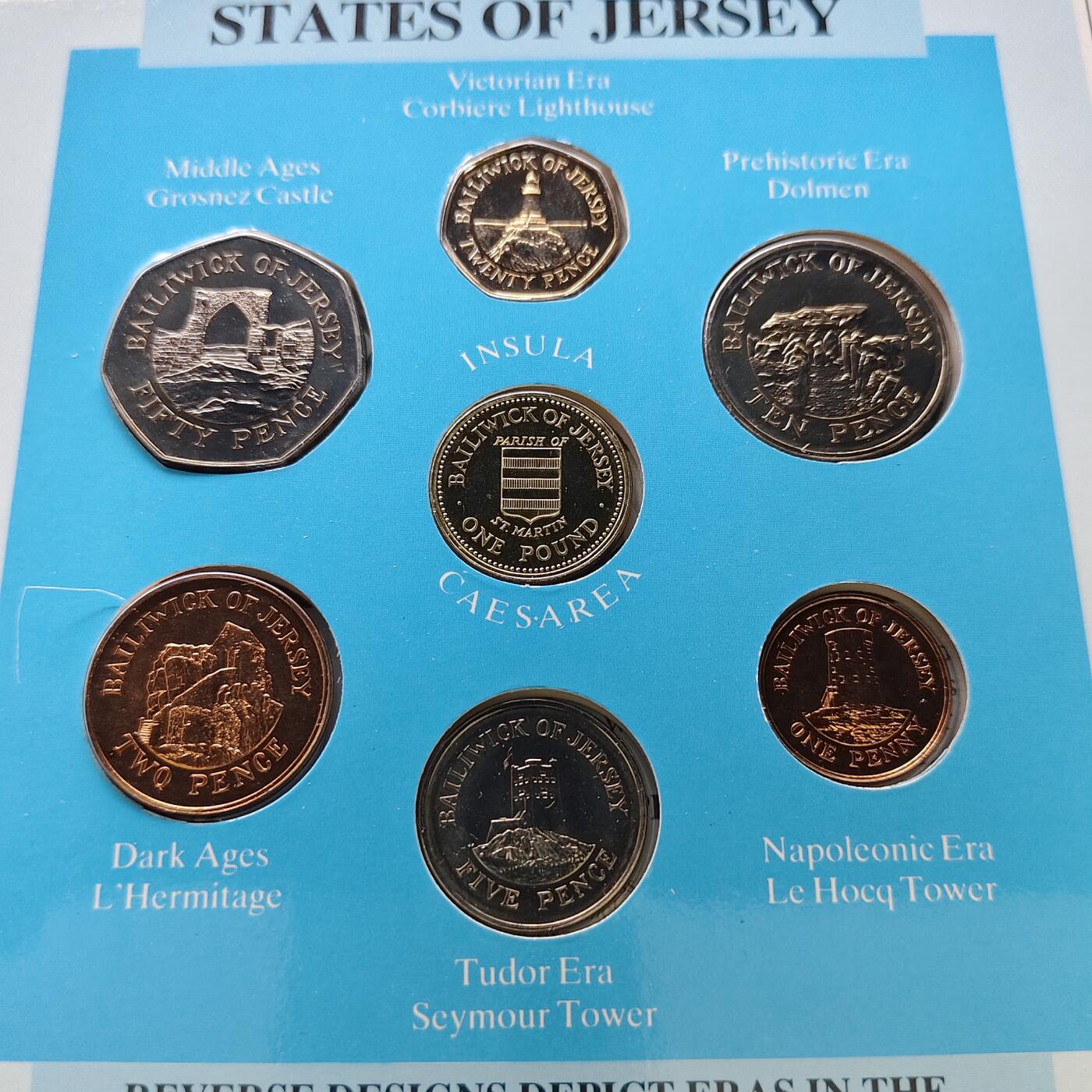 【全场包邮】纯粹捡漏拍477场（免费代拍第14场）调整中 泽西1987年官方封装套币-含1镑圣马丁教区纪念币