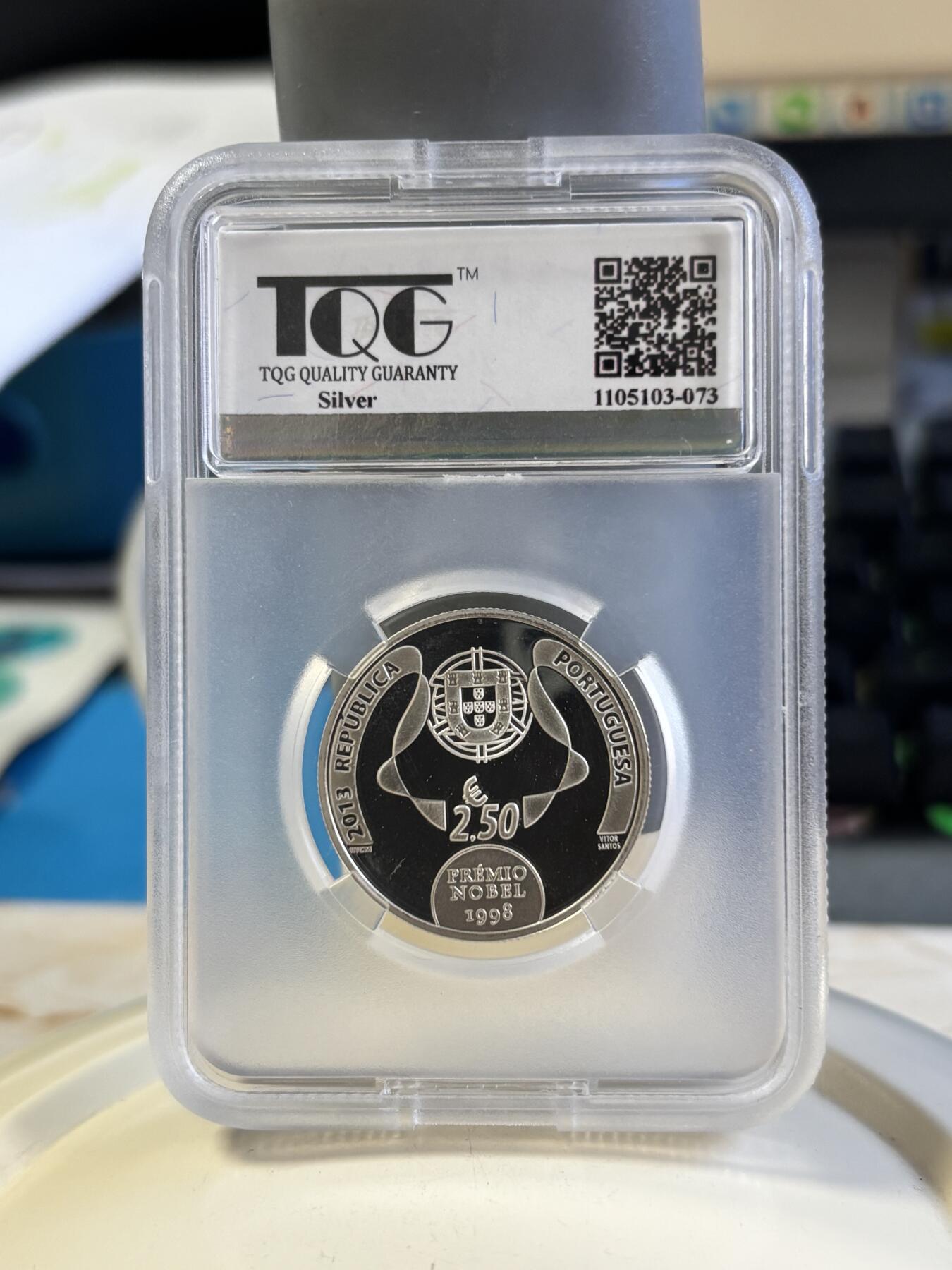 第181期拍卖 葡萄牙2013年诺贝尔文学奖何塞萨拉马戈银币TQG-PF68,,925银，12克，发行4000枚