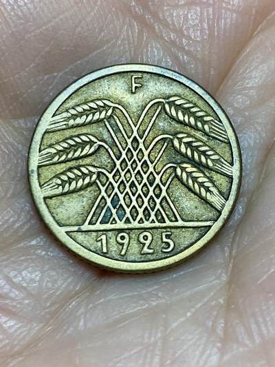 2025年第一百二十五场(总第一百五十一场）外国好品散币(免佣金) - 德意志魏玛共和国1925年5芬尼(F标，斯图加特造，Small 5–小5版)