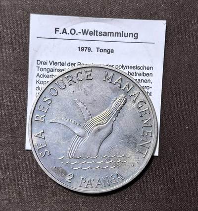 北京马甸外国币专卖第145期，外国币专场，陆续上拍，欢迎关注 1979年汤加王国2潘加普制铜镍纪念币 联合国FAO
