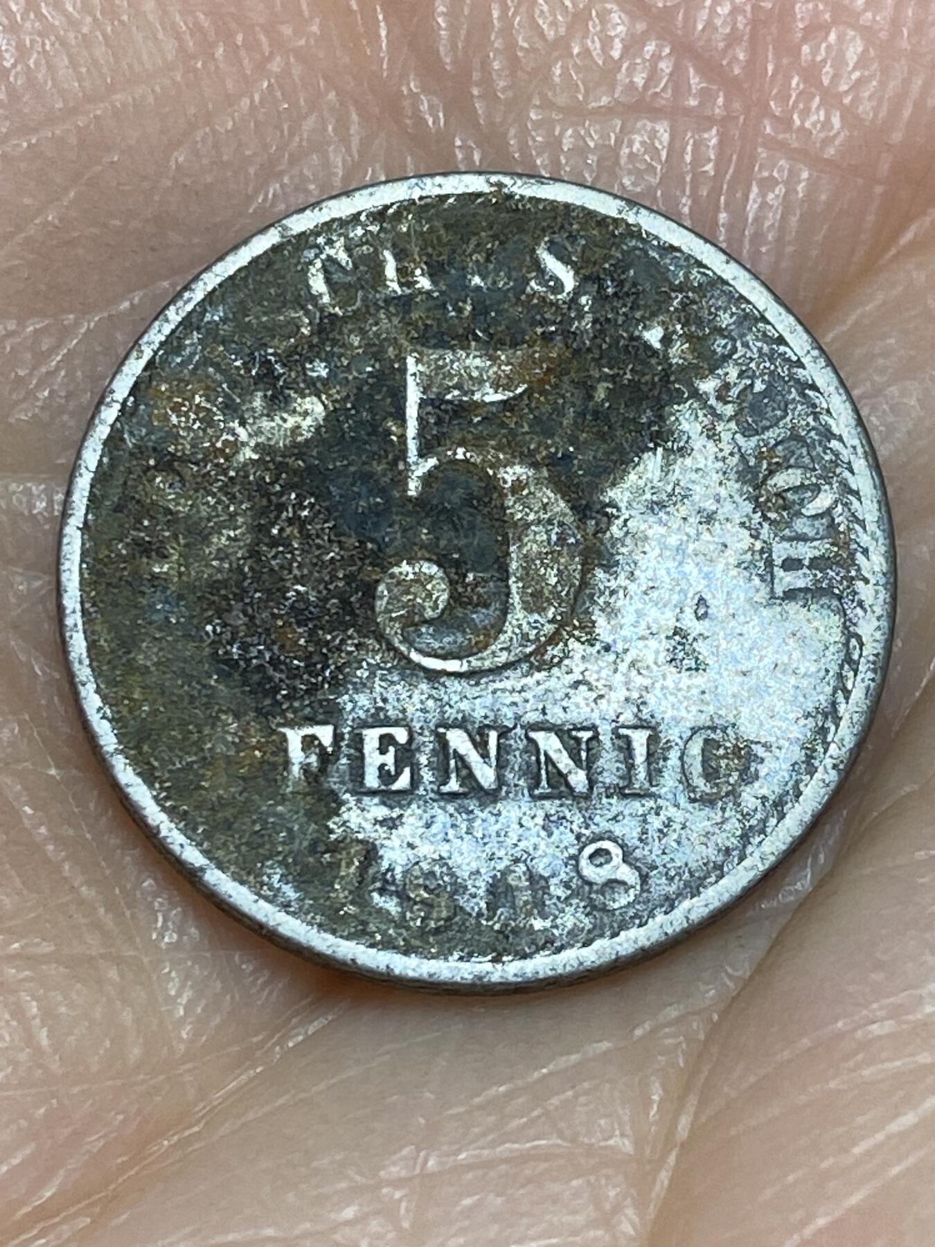 2025年第一百二十五场(总第一百五十一场）外国好品散币(免佣金) 德意志帝国1918年5芬尼铁币(威廉二世时期，A标柏林造)