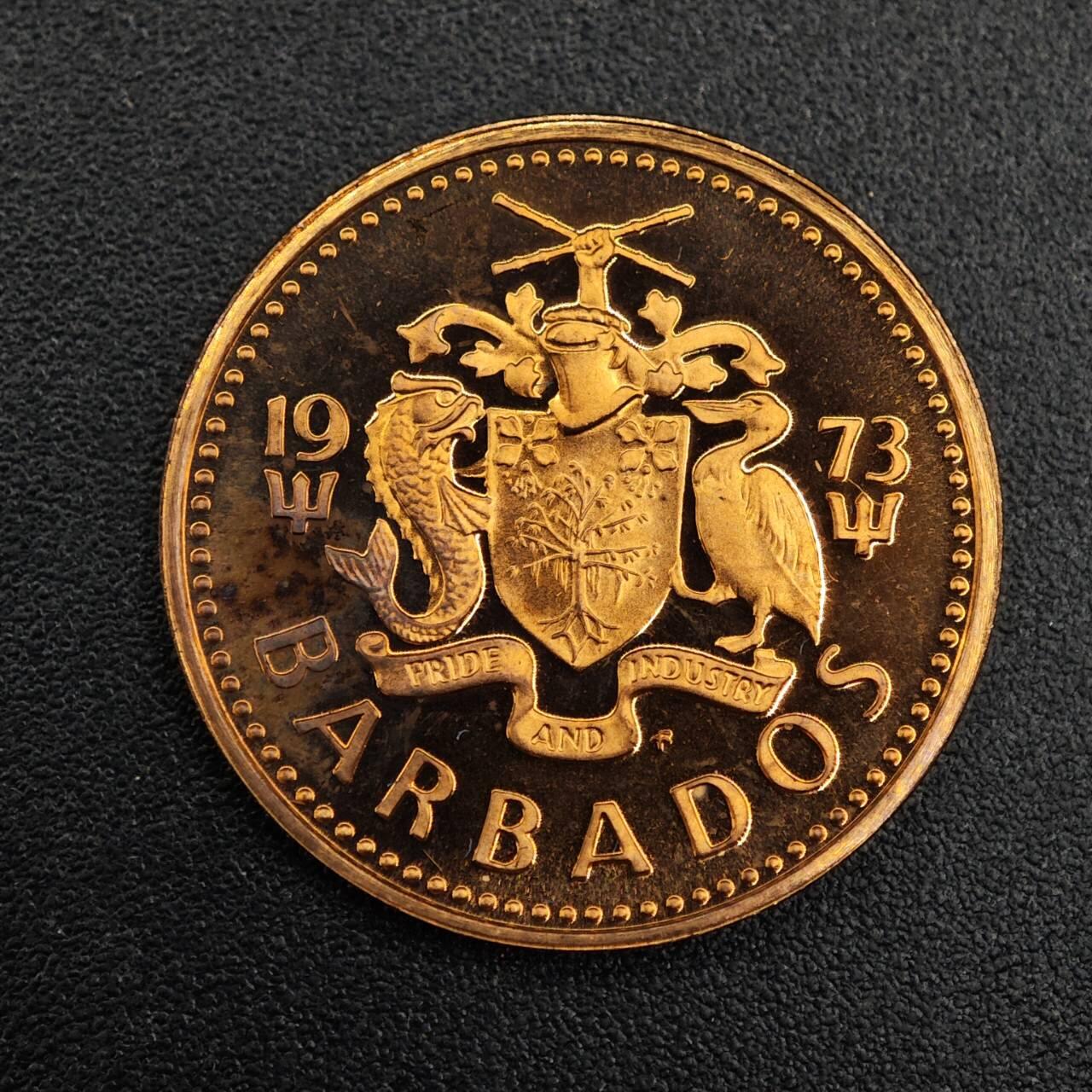 【淘币小摊】实时拍第七百九十二拍   散币场   满百包邮可预留二周 每周一统一发货   巴巴多斯1973年1分精制铜币