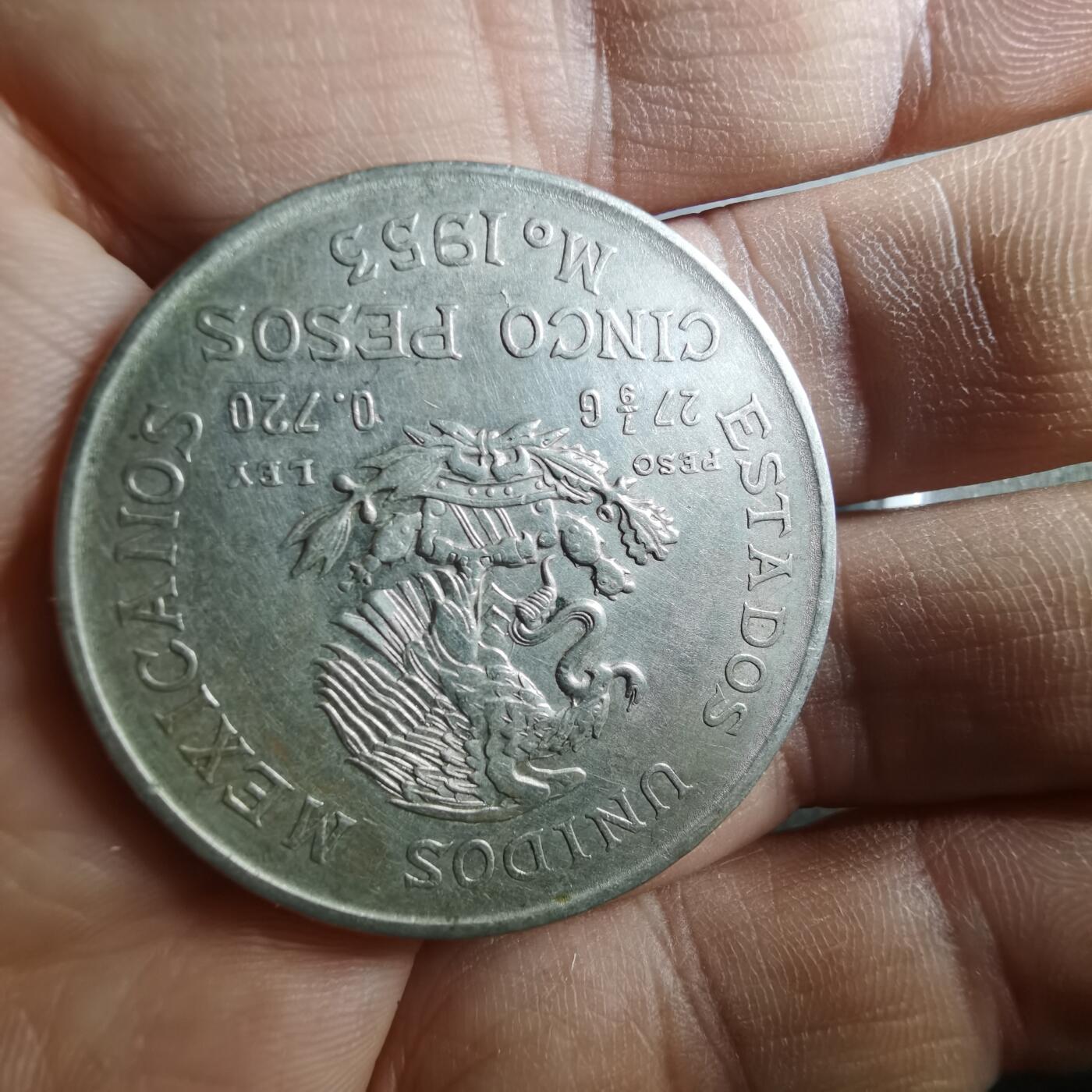 沼泽如烟--第895场 墨西哥1972年5比索银币27.77克成色0.720