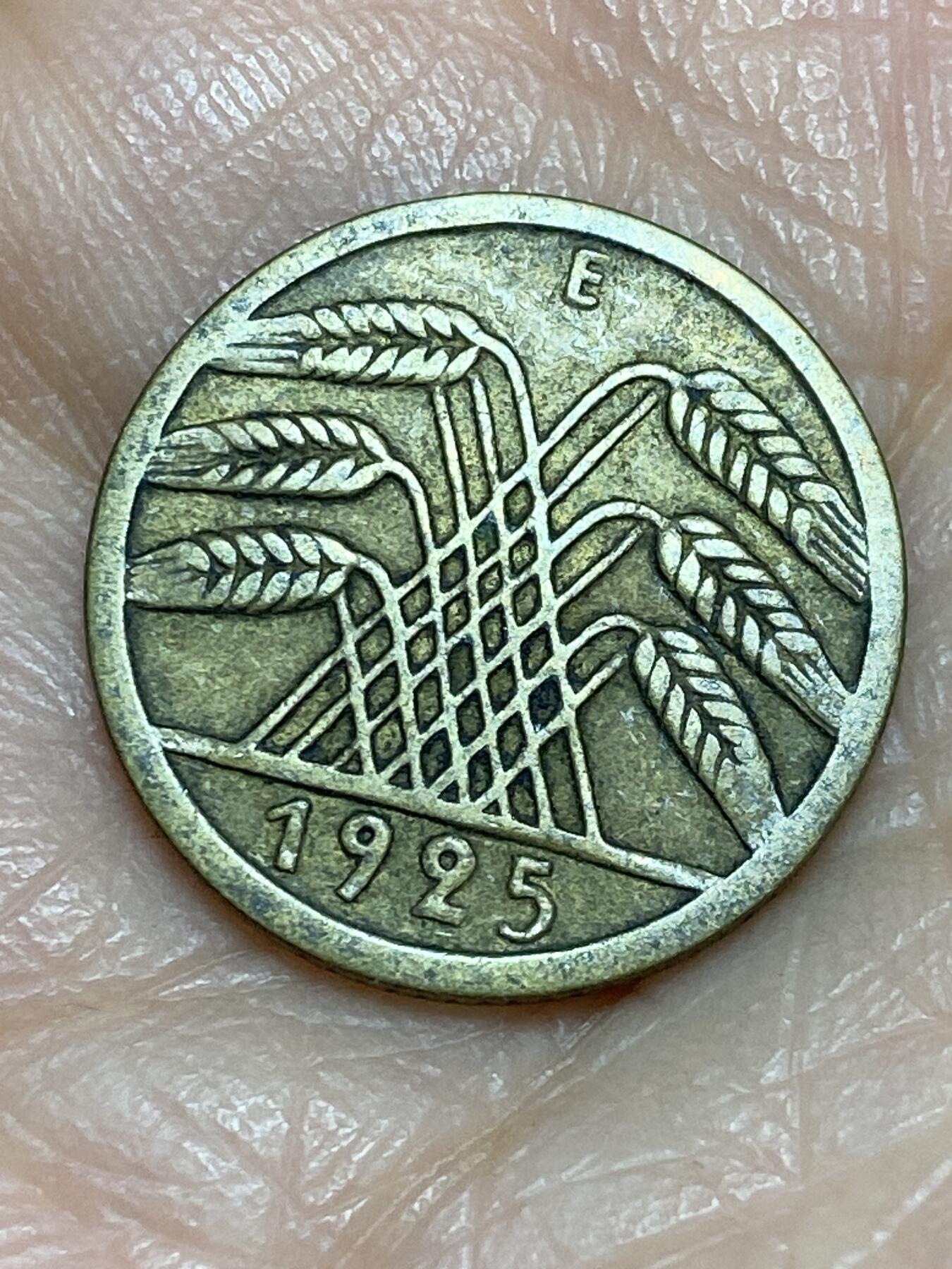 2025年第一百二十五场(总第一百五十一场）外国好品散币(免佣金) 德意志魏玛共和国1925年5芬尼(E标，穆尔登许滕造)